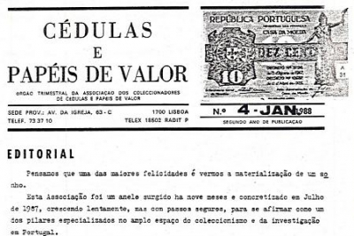 Regresso ao passado - Boletim Trimestral da APCPV Edição Nº 4 - Janeiro de 1988