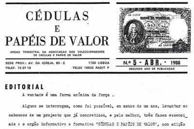 Regresso ao passado - Boletim Trimestral da APCPV Edição Nº 5 - Abril de 1988