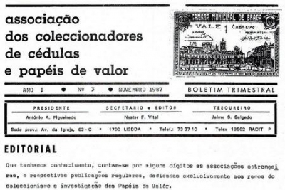 Regresso ao passado - Boletim Trimestral da APCPV Edição Nº 3 - Novembro de 1987