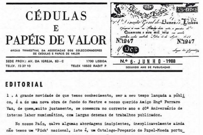 Boletim Trimestral da APCPV Edição Nº 6 - Junho de 1988