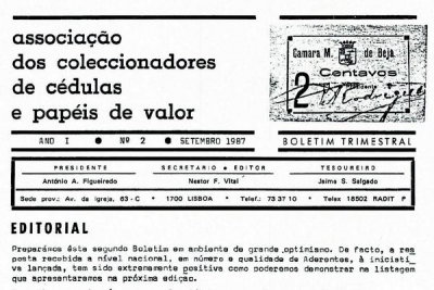 Regresso ao passado - Boletim Trimestral da APCPV Edição Nº2 - Setembro de 1987